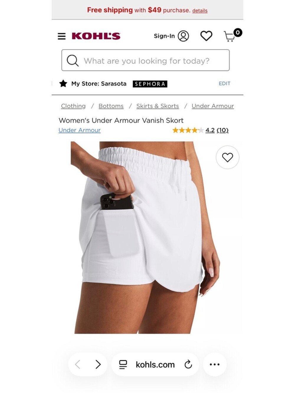 Under Armour Vanish Skort - White - Medium